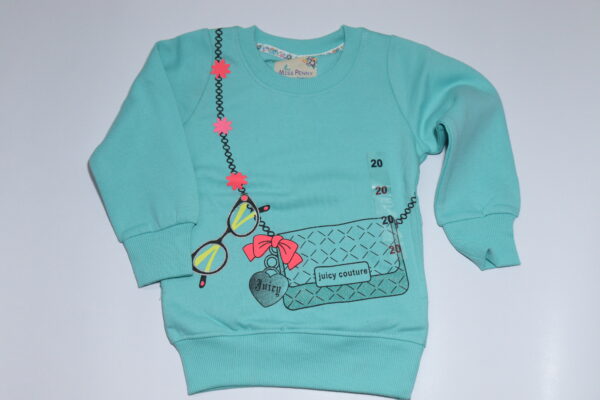Girls Green Printed Sweatshirt - Image 3