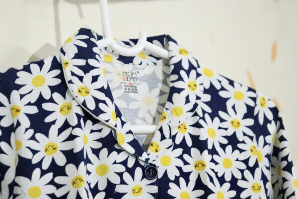 Navy Blue Flower Print Nightsuit - Image 4