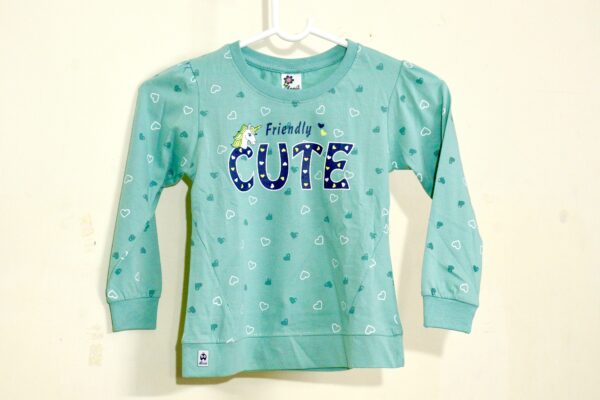 Pista Green Printed Nightsuit for Girls - Image 3