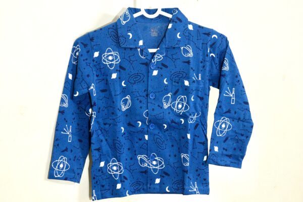 Teal Blue Planet Printed Nightsuit - Image 11
