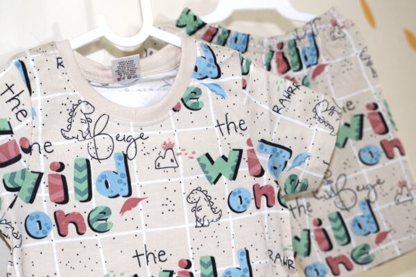 Beige Printed Summer wear set for kids - Image 3