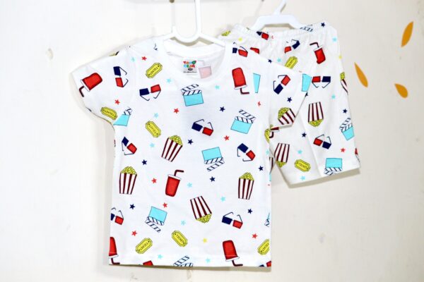 White Popcorn Printed Summer Set for boys