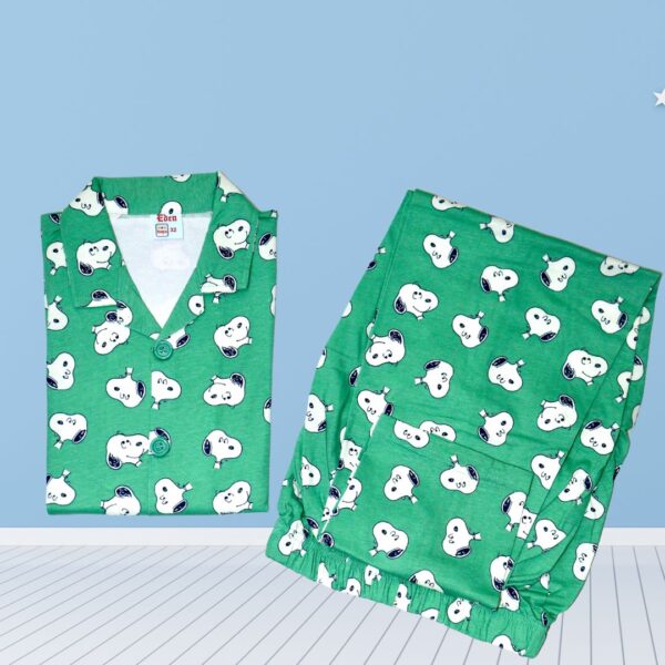 Green Printed Nightsuit for Boys