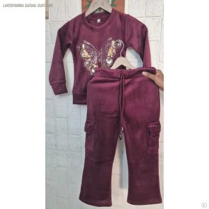 Elegant Girls Butterfly Winter Outfit | Wine Color