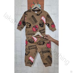 Boys Premium Soft Fleece Winter Wear Set | Stylish Thick Cotton | Newborn to 6 Years | Brown