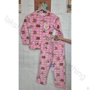 Kids FrostySoft Winter Nightsuit – Pink Furry Set (Age 5–6)