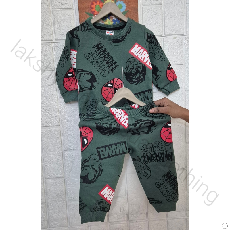 Boys Premium Soft Fleece Winter Wear Set | Stylish Thick Cotton | Newborn to 6 Years | Green