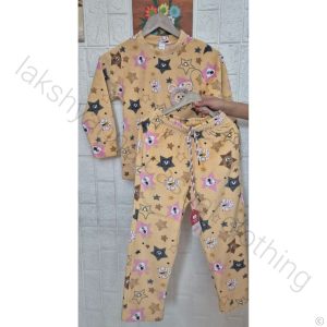 Premium Unisex Soft‑Fur Winter Nightwear Set - Soft Golden Winter Set (Age 6–7 | Size 28)
