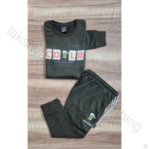 Soft Loopknit Cotton Full-Sleeve Set for Boys (Mehandi)