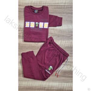 Soft Loopknit Cotton Full-Sleeve Set for Boys (Maroon)