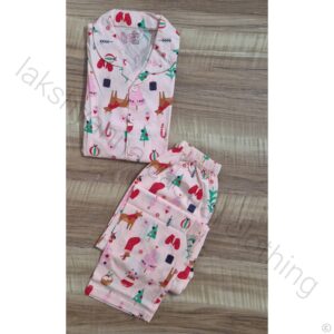 Peach Mist Printed Night Suit for Girls