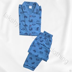 Trendy Blue Boys Nightwear Set - Cotton Hosiery