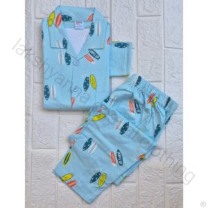 Soft Cotton Hosiery Nightwear for Boys - Sky Blue